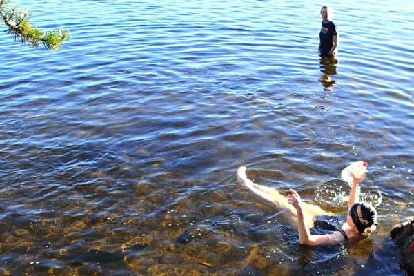 lisa-swimming-linda-looks-on-600x400 Canoe the Boundary Waters BWCA with a beginner paddler