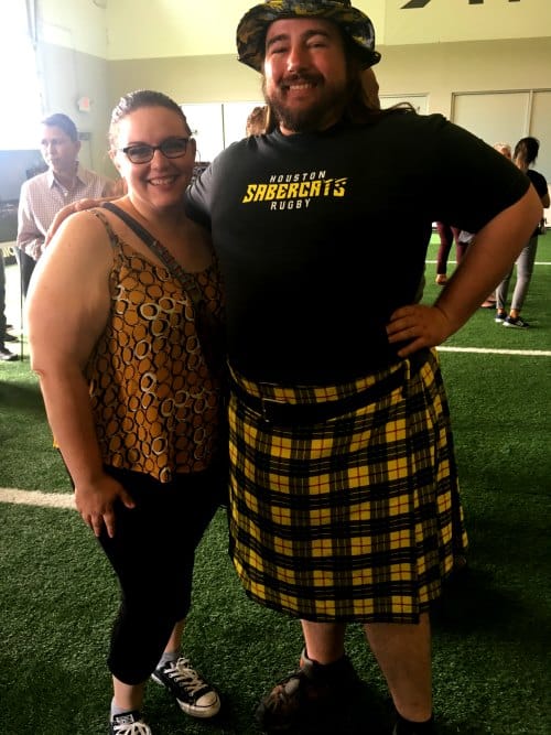 Professional-rugby-in-Texas-fan-breaks-out-kilt-in-SaberCat-colors Professional Rugby in Texas - another kind of "football"